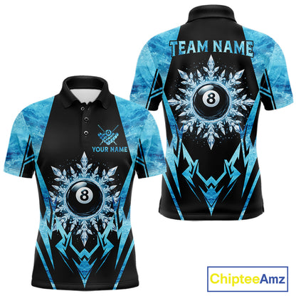Black And Blue 8 Ball Pool Ice Billiard Shirt For Men, Funny Pool Team Jersey Polo & 1/4 Zip TDM6338