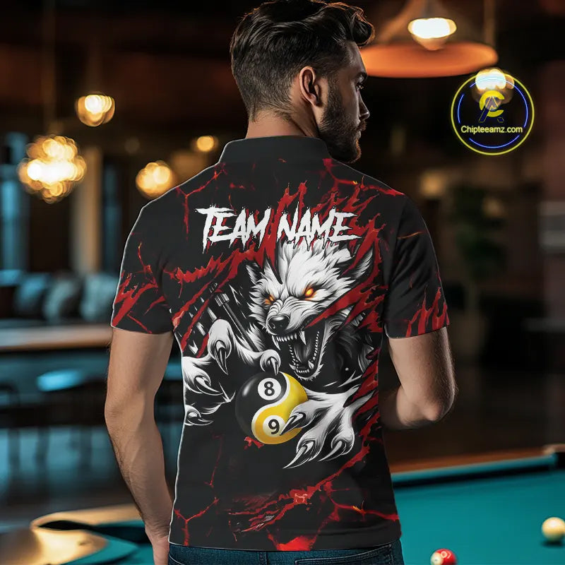 Personalized Wolf Yin-Yang 8 & 9 Ball Billiard Shirt For Men, Billiard Team Jersey Polo & 1/4 Zip TDM5470