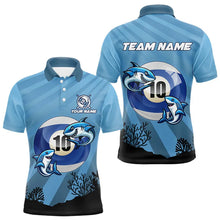 Load image into Gallery viewer, Personalized Shark 10 Ball Pool Blue Men Billiard Shirts Custom Funny Billiard Shirts Pool Jerseys TDM3427
