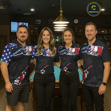 Load image into Gallery viewer, Custom Grunge American Flag Billiard Shirt For Women, Patriotic Pool Team Jersey Polo &amp; 1/4 Zip TDM5927