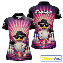Load image into Gallery viewer, Pink Funny Duck Bowling Jersey For Women Custom Graffiti Bowling Shirt Team Polo &amp; 1/4 Zip Shirt TDM6094