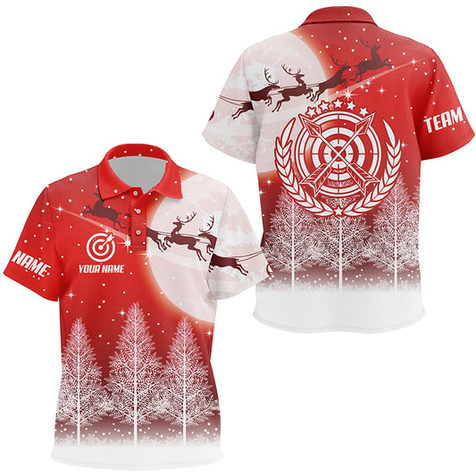 Funny Christmas Pine Trees Archery Polo Shirts For Kid Custom Cute Christmas Shirts For Archers TDM0591