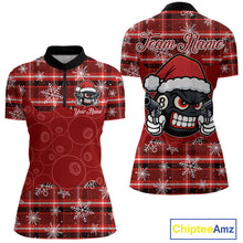 Load image into Gallery viewer, Funny Santa 8 Ball Pool Women's Billiard Shirt Custom Red Plaid Snowflake Christmas Billiard Jersey TDM5223