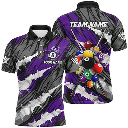 Personalized Multicolor Billiard Balls 3D Billiard Polo Shirts Custom Unique Billiard Uniform TDM1632