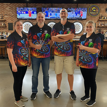 Colorful Neon Flame Darts Shirt For Women Custom Funny Darts Team Jersey Polo & Quarter Zip TDM5500