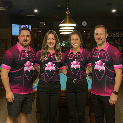 Personalized Black And Pink 8 Ball Pool Valentine Billiard Shirt For Men Custom Billiard Gifts TDM5747