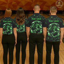 Load image into Gallery viewer, Custom Green Grim Reaper Lightning Bowling Shirt For Men, Skull Bowling Jersey Team Polo &amp; 1/4 Zip TDM5952