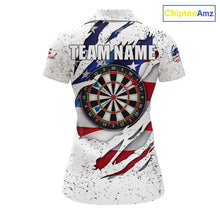 Load image into Gallery viewer, White Grunge American Flag Darts Shirt For Women Custom Patriotic Darts Team Jersey Polo &amp; 1/4 Zip TDM5958