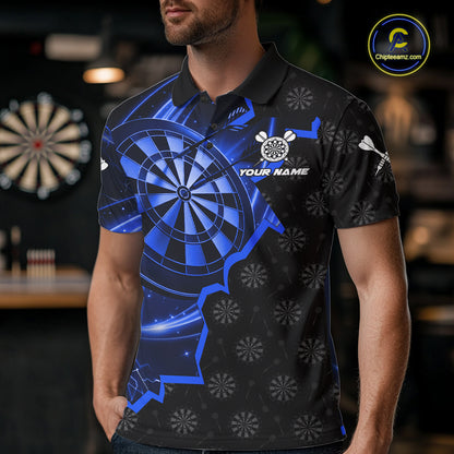 Blue Dartboard Ligthning Darts Shirt For Men Custom Darts Jersey Team Polo & Quarter Zip TDM6110