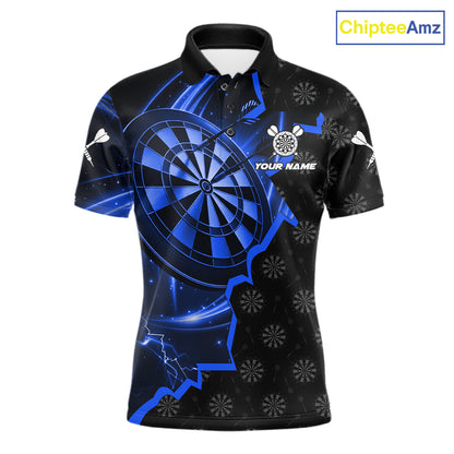 Blue Dartboard Ligthning Darts Shirt For Men Custom Darts Jersey Team Polo & Quarter Zip TDM6110