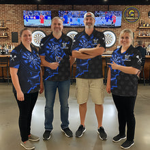 Load image into Gallery viewer, Blue Dartboard Ligthning Darts Shirt For Men Custom Darts Jersey Team Polo &amp; Quarter Zip TDM6110
