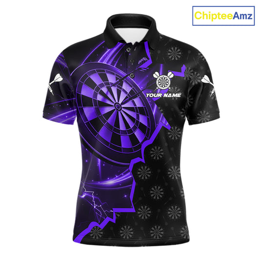 Purple Dartboard Ligthning Darts Shirt For Men Custom Darts Jersey Team Polo & Quarter Zip TDM6111