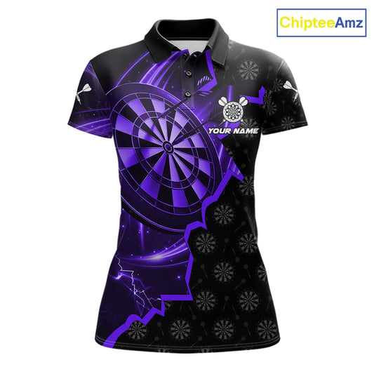 Purple Dartboard Ligthning Darts Shirt For Women Custom Darts Jersey Team Polo & Quarter Zip TDM6111