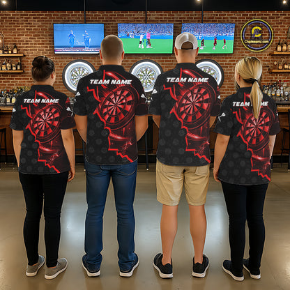 Red Dartboard Ligthning Darts Shirt For Women Custom Darts Jersey Team Polo & Quarter Zip TDM6112