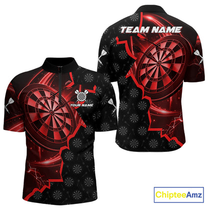 Red Dartboard Ligthning Darts Shirt For Men Custom Darts Jersey Team Polo & Quarter Zip TDM6112