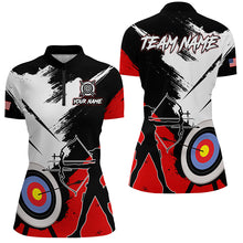 Load image into Gallery viewer, Personalized Grunge Archery Polo And 1/4 Zip Shirts For Women Custom Archery Team Jerseys |Red TDM2054