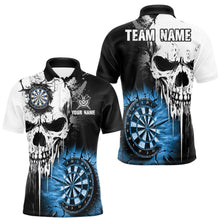 Load image into Gallery viewer, Personalized Grunge Skull Crack Wall Men Dart Shirts Custom Scary Darts League Team Jerseys |Blue TDM2785