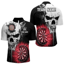 Load image into Gallery viewer, Personalized Grunge Skull Crack Wall Men Dart Shirts Custom Scary Darts League Team Jerseys |Red TDM2786