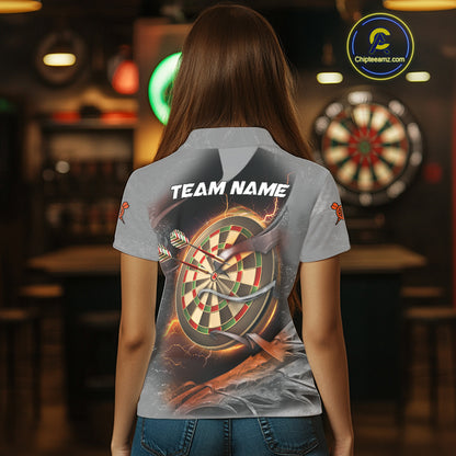 Personalized Phoenix Flame Darts Shirt For Women Custom Darts Team Jersey Polo & 1/4 Zip |Orange TDM5246