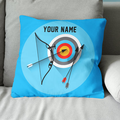 Personalized Archery Set Blue Pillow, Best Throw Pillows Archery Gifts TDM0763
