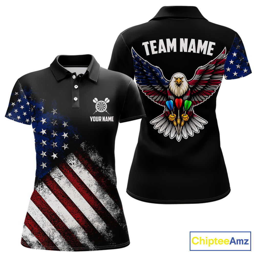 Patriotic American Flag Eagle Darts Shirt For Women Custom Darts Jersey Team Polo & 1/4 Zip TDM5759