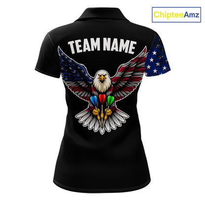 Patriotic American Flag Eagle Darts Shirt For Women Custom Darts Jersey Team Polo & 1/4 Zip TDM5759