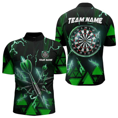 Green Darts Arrow Thunder Lightning Dart Shirts For Men Custom Dart Team Jerseys Polo & 1/4 Zip TDM3766