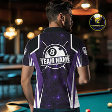 Load image into Gallery viewer, Custom 8 Ball Pool Billiard Shirt For Men, Purple Geometric Billiard Team Jersey Polo &amp; 1/4 Zip TDM6129