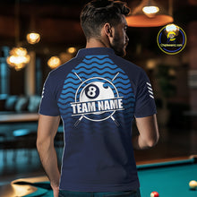 Load image into Gallery viewer, Blue 8 Ball Pool Billiard Jersey For Men Custom Polo &amp; Quarter Zip Billiard Shirt For Team TDM6131