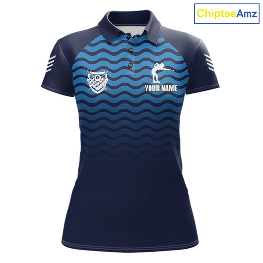 Blue 8 Ball Pool Billiard Jersey For Women Custom Polo & Quarter Zip Billiard Shirt For Team TDM6131