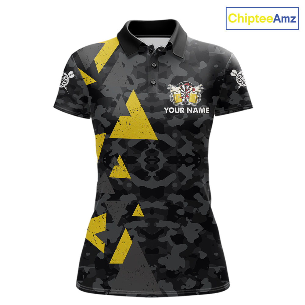 Darts and beer aim for fun drink for cheers darts polo shirt for women with custom darts team graphics.
