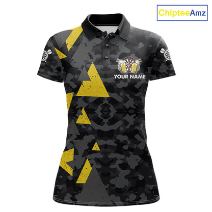 Darts and beer aim for fun drink for cheers darts polo shirt for women with custom darts team graphics.