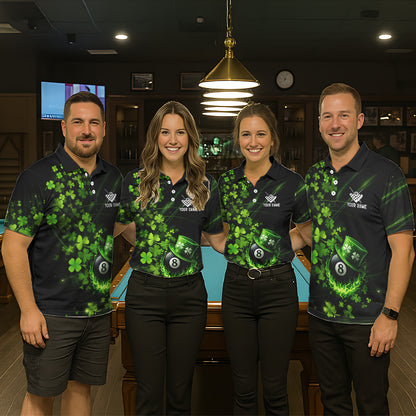 Green Luckiest Shamrock 8 Ball Billiard Shirt For Women Custom St Patrick Day Pool Team Jersey TDM5778