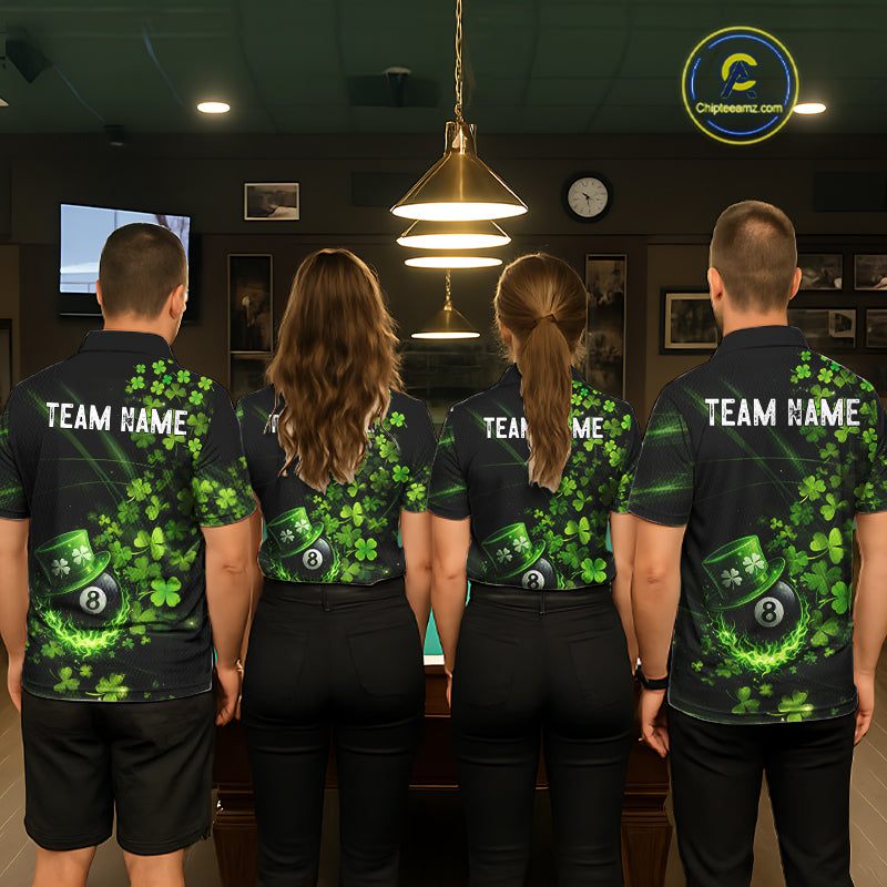 Green Luckiest Shamrock 8 Ball Billiard Shirt For Women Custom St Patrick Day Pool Team Jersey TDM5778