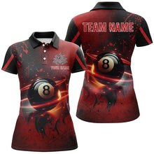 Load image into Gallery viewer, Personalized Red Glowing 8 Ball Pool Custom 3D Women Billiard Jerseys, Billiard Shirts For Team TDM1873
