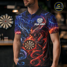 Load image into Gallery viewer, Blue And Red Thunder Lightning Dragon Darts Shirt For Men Custom Darts Team Jersey Polo &amp; 1/4 Zip TDM6577