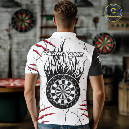 White Black Grunge Wolf Darts Shirts For Men Custom Darts Team Jersey Polo & Quarter Zip TDM5534