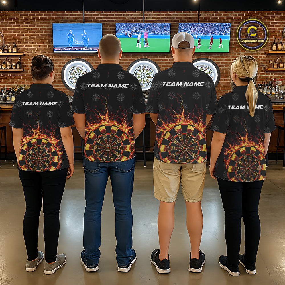 Personalized Flame Darts Polo & Quarter Zip Custom Darts Shirt For Women, Darts Team Jersey TDM5536