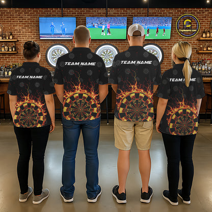 Personalized Flame Darts Polo & Quarter Zip Custom Darts Shirt For Women, Darts Team Jersey TDM5536