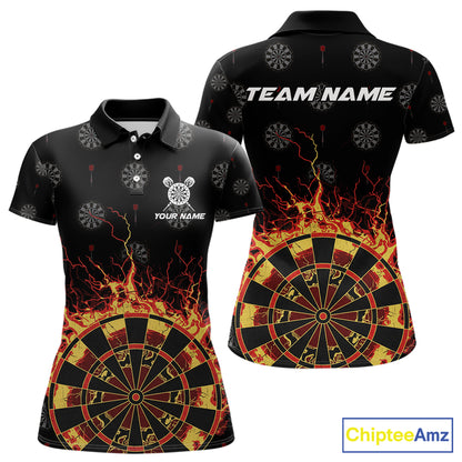 Personalized Flame Darts Polo & Quarter Zip Custom Darts Shirt For Women, Darts Team Jersey TDM5536