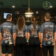 Load image into Gallery viewer, Funny Tiger 8 Ball, 9 Ball &amp; 10 Ball Billiard Shirt For Women Custom Pool Team Jersey | Grey TDM5540