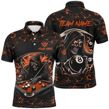 Load image into Gallery viewer, Orange Funny Grim Reaper 8 Ball Pool Men Billiard Shirts Custom Name Lightning Billiard Jerseys TDM2828