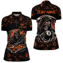 Load image into Gallery viewer, Orange Funny Grim Reaper 8 Ball Pool Women Billiard Shirts Custom Name Lightning Billiard Jerseys TDM2828