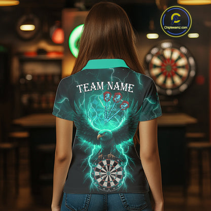 Turquoise Hawkeye Thunder Lightning Darts Shirt For Women Custom Darts Jersey Team Polo & 1/4 Zip TDM5304