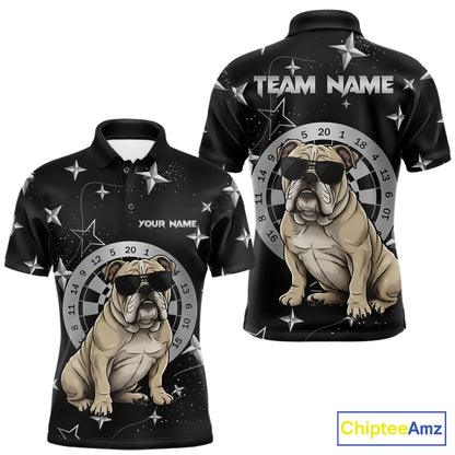 Personalized Funny Bulldog Darts Shirt For Men Custom Star Pattern Dart Jersey Team Polo & 1/4 Zip TDM5554