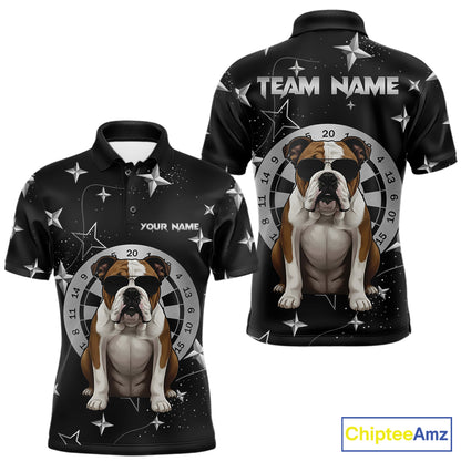 Personalized Funny Bulldog Darts Shirt For Men Custom Star Pattern Dart Jersey Team Polo & 1/4 Zip TDM5555