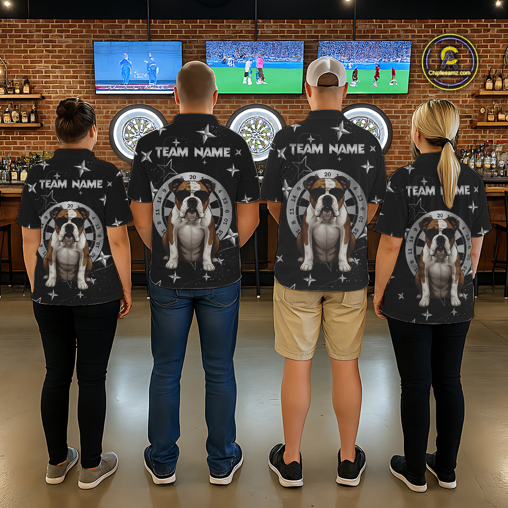 Personalized Funny Bulldog Darts Shirt For Women Custom Star Pattern Dart Jersey Team Polo & 1/4 Zip TDM5555