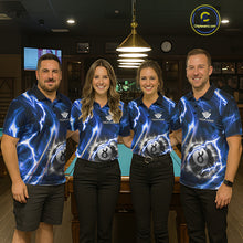 Load image into Gallery viewer, Blue 8 Ball Thunder Lightning Billiard Shirt For Men Custom Pool Team Jersey Polo &amp; Quarter Zip TDM6170
