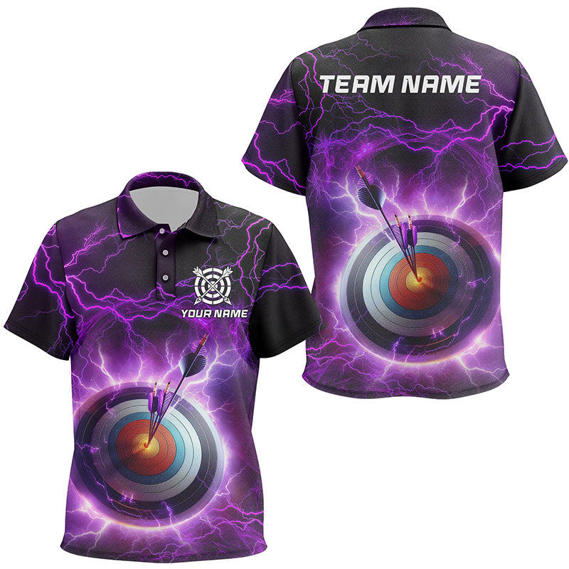 Personalized Archery 3d Target Custom Purple Thunder Lightning Kid Polo Shirts, Archery Jerseys TDM0997