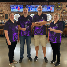 Load image into Gallery viewer, Personalized Purple Flaming Skull Darts Polo &amp; 1/4 Zip For Women Custom Fire Darts Team Jersey TDM5807